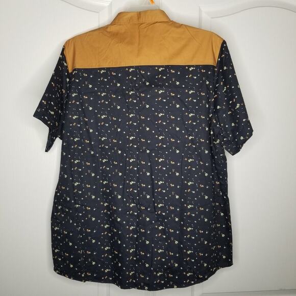 SSLR VINTAGE Shirt Button Front Short Sleeve Black/Orange Big Tall Size 2XL - Picture 2 of 4